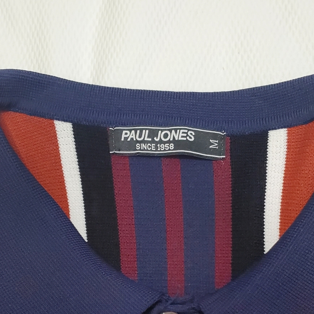 Paul Jones Striped Knit Button Up Shirt Mens Medium - Picture 6 of 10